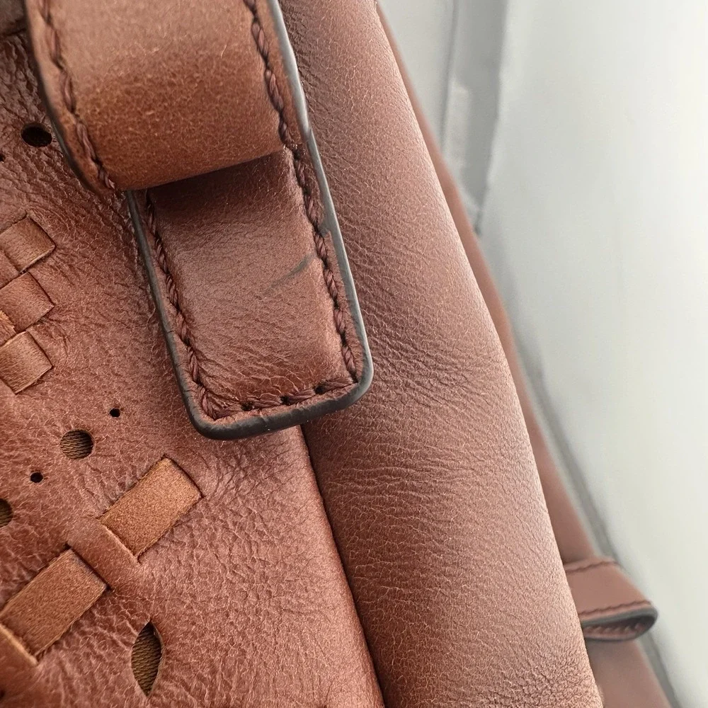 Coach Maggie Madison Criss Cross Brown Leather Shoulder Bag Purse Western Boho - Picture 10 of 10